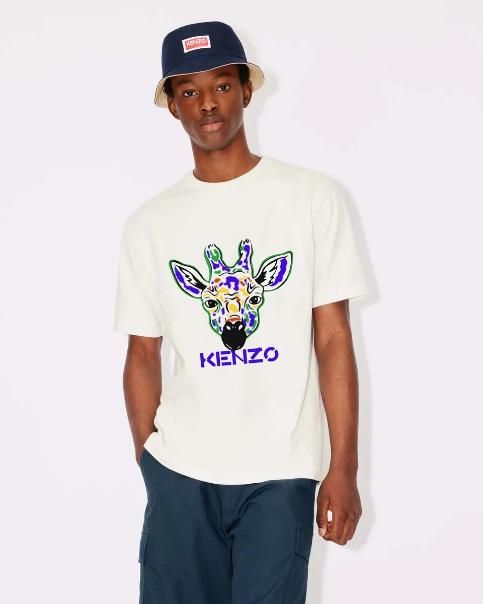 KENZO Giraffe printed cotton T-shirt Color: Black White Apricot Size: M L XL XXL Three standards available Style number: K 80